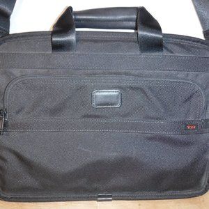 Tumi Slim Black Nylon Padded Laptop Messenger Bag